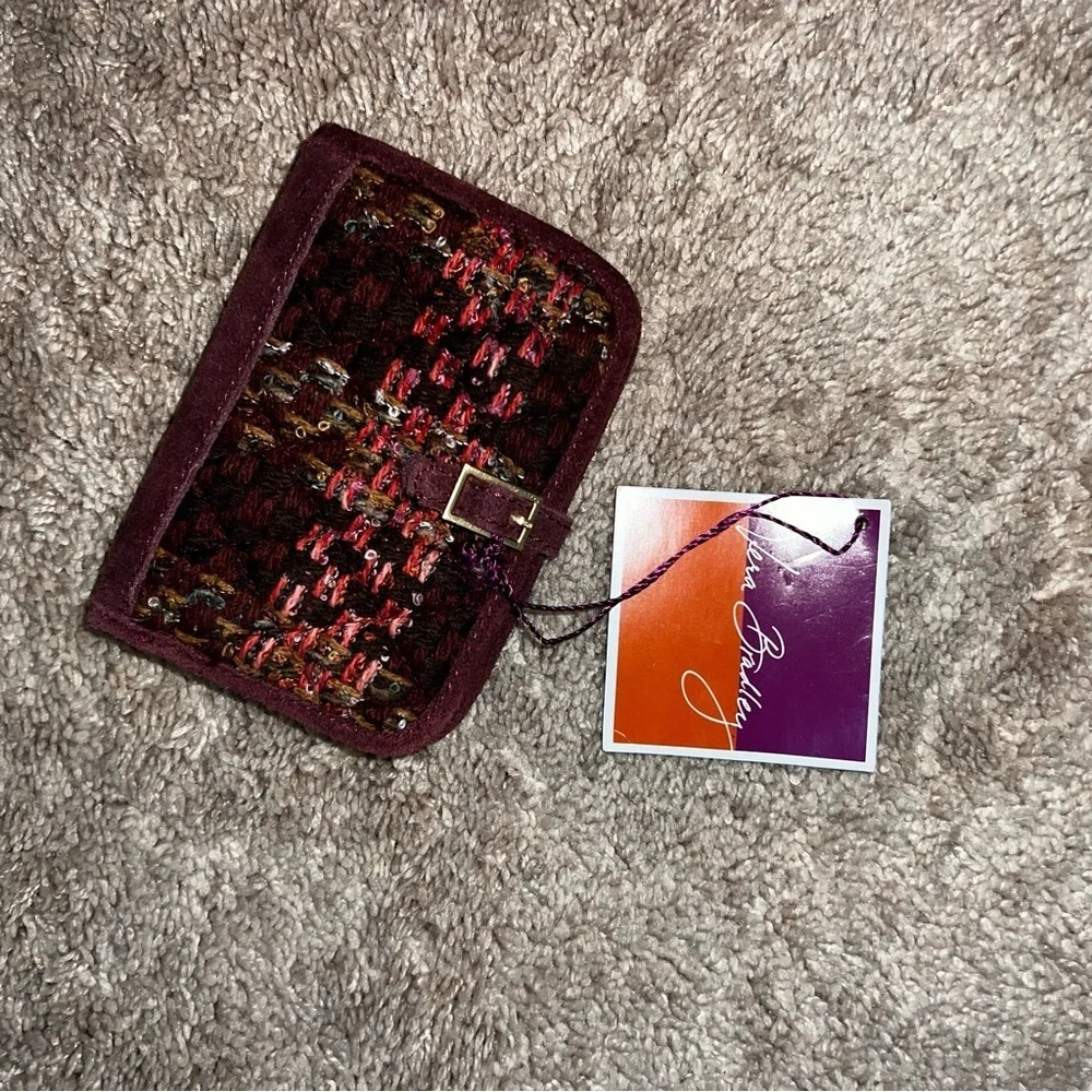 Vera Bradley Woven Tweed Mini Notebook Holder Red Maroon 3.5”x5 NWT